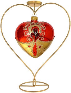 hjerteformet metal stativ til julekugler